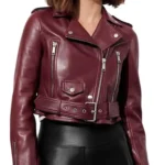 Jessica Davis Maroon Biker Jacket