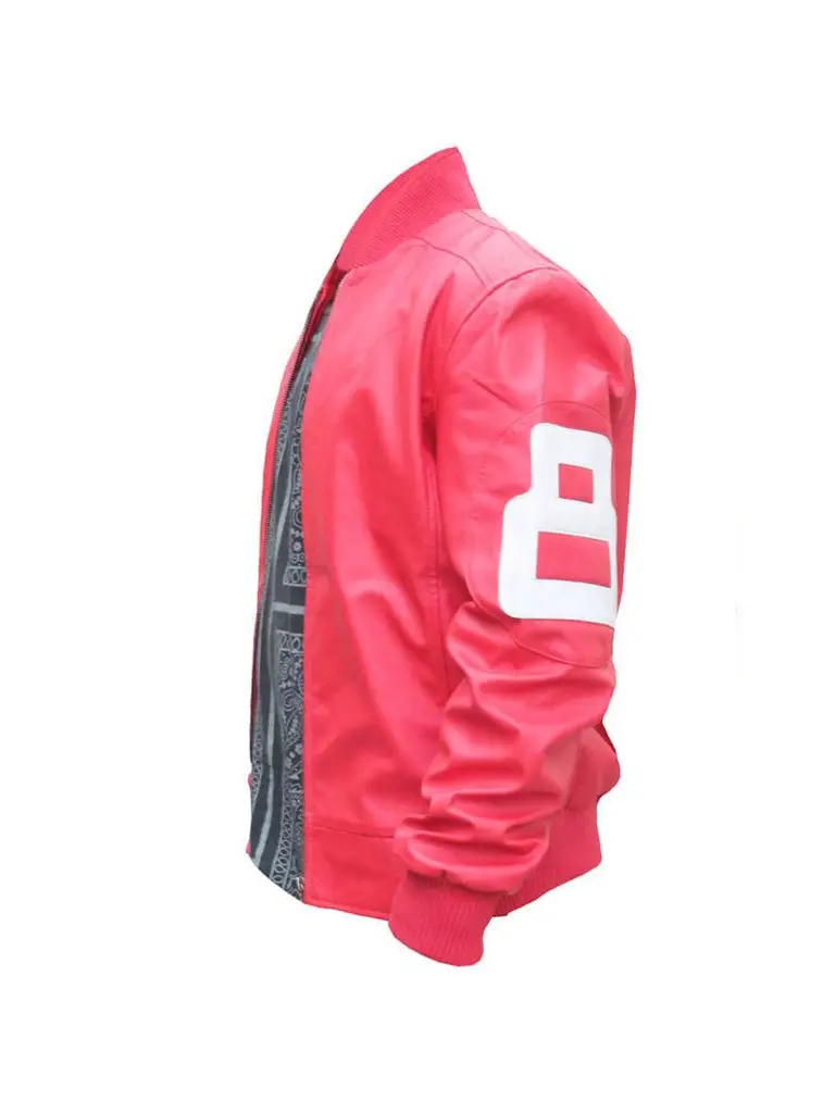 8 Ball Pink Bomber Leather Jacket