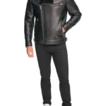 mens Asymmetrical Faux Shearling jacket