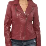 Womens Dark Red Leather Jacket
