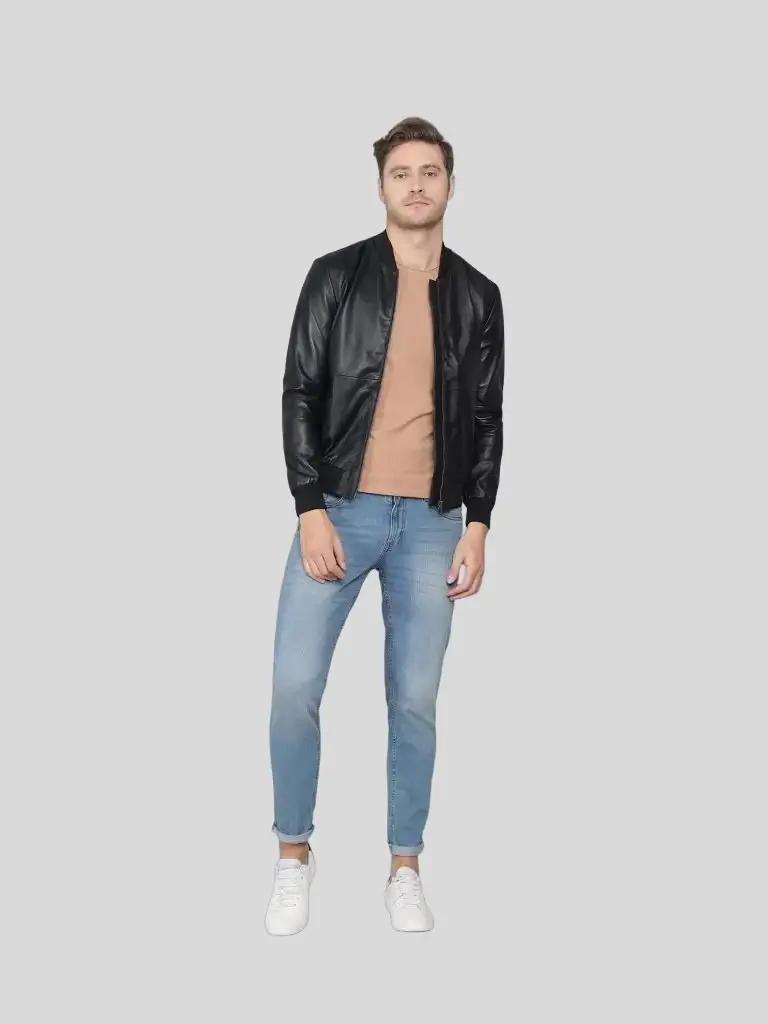 Black Bomber Jacket for Mens