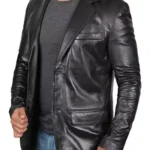 Black Leather Blazer Jacket