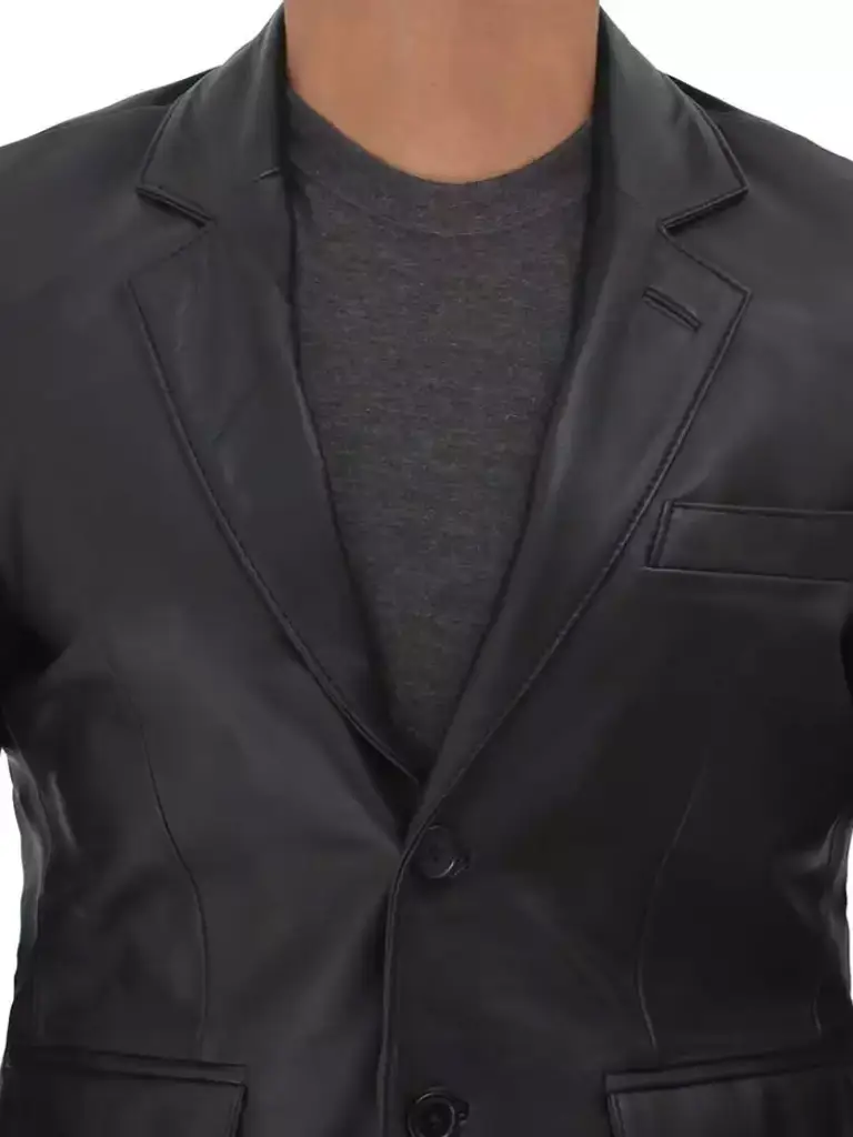 mens Black Leather blazer