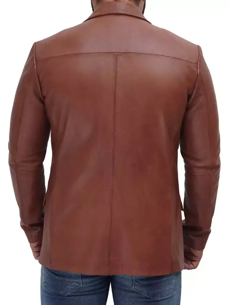 Mens Black LuxuTwo Button Blazerrious Leather Blazer