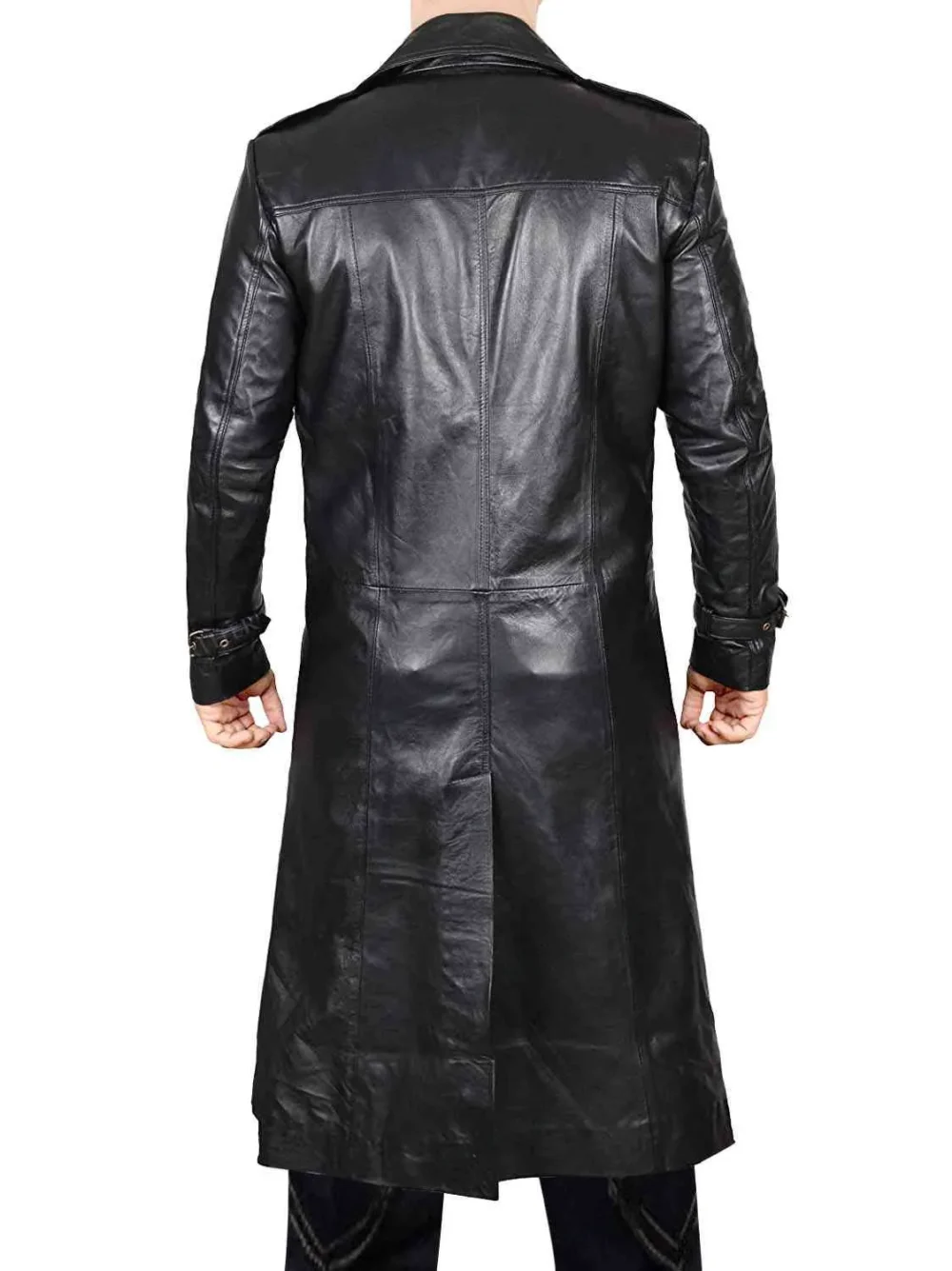 Black men trench leather coat