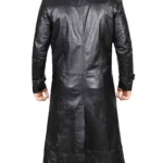 Black men trench leather coat