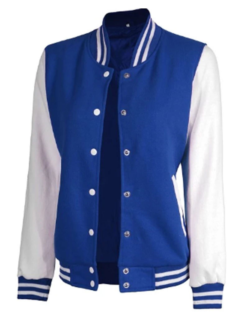 Blue and White casual Varsity Jacket