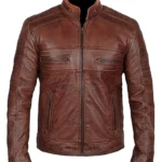 mens Brown Distressed Biker Jacket