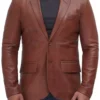Mens Brown Leather Blazer
