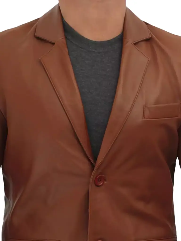 Mens Brown Leather Blazer Jacket