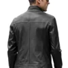 mens Cafe racer black leather jacket