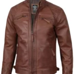 Brown Cafe Racer Leather Jacket