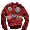 Carrier Air Wing Red Leather Bomber Jacket