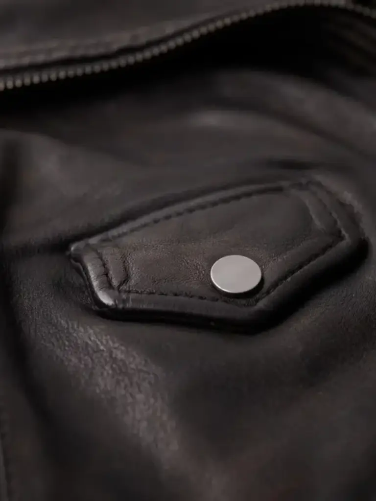 Cropper Leather Biker Jacket