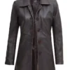 Womens Distressed Brown Leather Coat