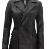 Womens Double Breasted Leather Coat