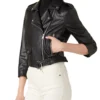 Womens Faux Black leather Moto Jacket