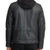 Mens Faux Leather Jacket With Removable Hood