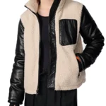 womens Faux Leather Sherpa Jacket
