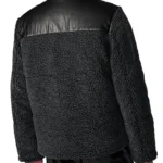 Black Faux Leather Sherpa Puffer