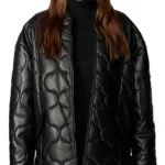 Womens Faux Oversized Quilted Leather Jacket