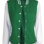 womens Green and White Varsity Jacket