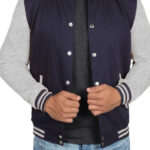 Mens casual Grey and Blue Varsity Jacket