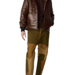 Brown Hooded Style Faux Leather Jacket