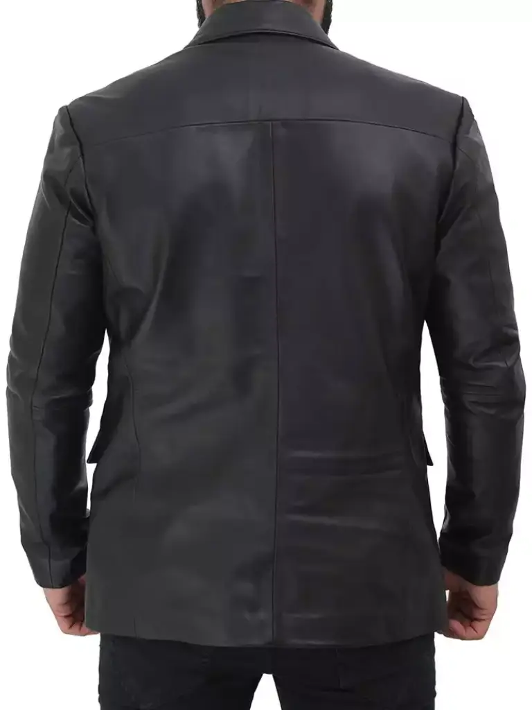 mens Leather Blazer black