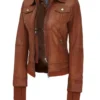 Hooded Bomber Leather Jacket