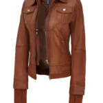 Hooded Bomber Leather Jacket