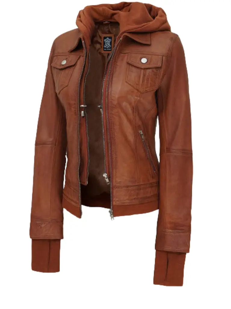 Hooded Bomber Leather Jacket