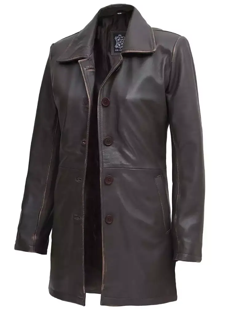 Womens Distressed Brown Coat