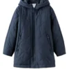 Long Insulated Blue Quilted Coat