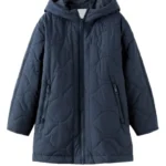 Long Insulated Blue Quilted Coat
