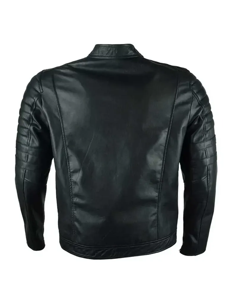 Black Leather Biker Jacket for Men