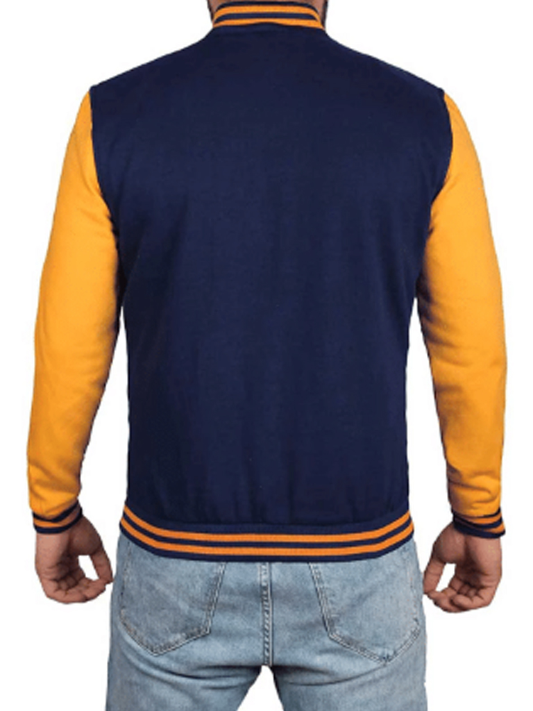 Navy Blue and Yellow Varsity Jacket