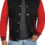 Mens Black and Red Varsity Jacket