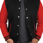 Mens Baseball Black and Red Varsity Jacket