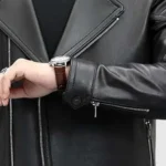 Mens Biker Leather Jacket Sleeves Picton