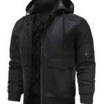 Mens Black Bomber Hooded Jacket