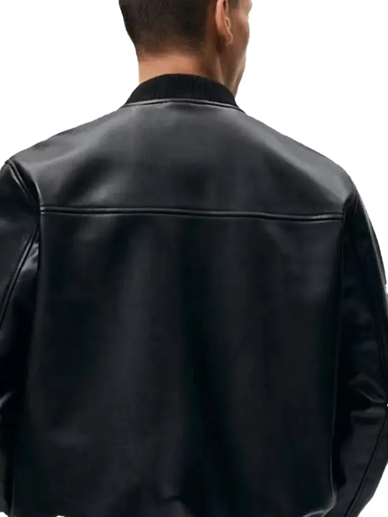 Mens Black Bomber Jacket back