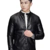 Mens Black Cafe Racer Leather Jacket