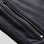 Mens Racer Pocket Zip Leather Jacket