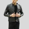 Mens Front Racer Leather jacket