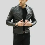Mens Front Racer Leather jacket