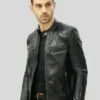 Mens Side Racer Leather Jacket