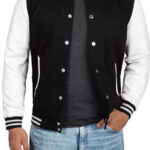 Mens trendy Black White Varsity Jacket