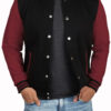Mens Black and Maroon casual Varsity Jacket