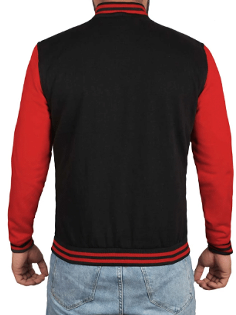 Mens Black and Red baseball Varsity Jacket